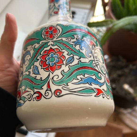 Rare Metaxa Red and Blue Ceramic Art Vase with Floral Motifs 10" - Picture 8 of 15